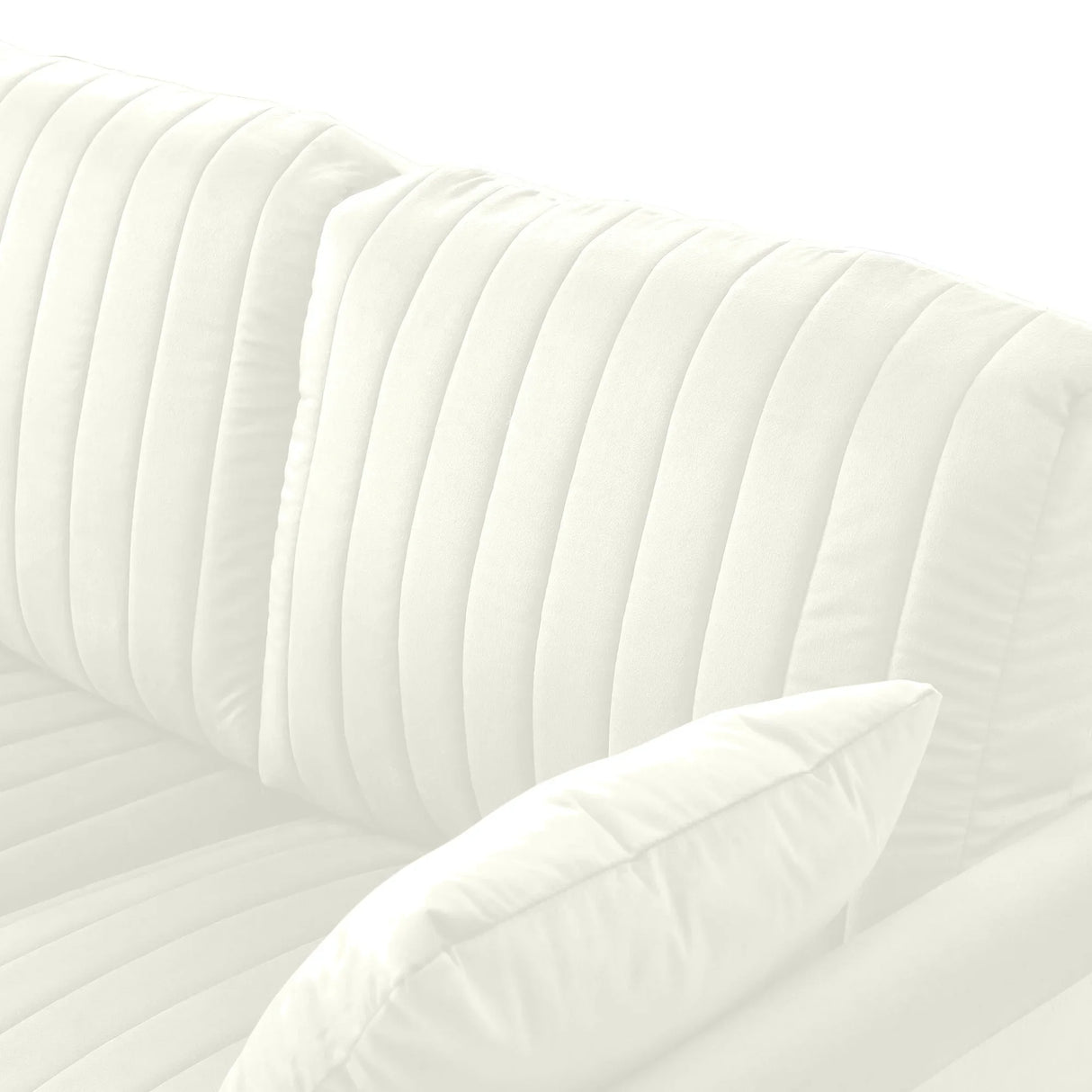 Modern Upholstered Living Room Set Containing One Sofa and Two Love Seats - Cream Velvet - Furniture Home Direct