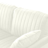 Modern Upholstered Living Room Set Containing One Sofa and Two Love Seats - Cream Velvet - Furniture Home Direct