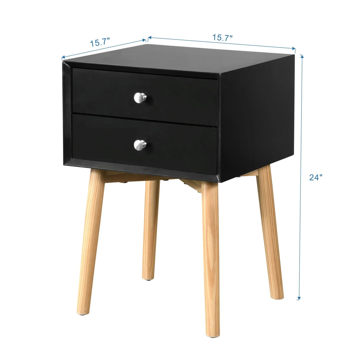 Side Table With 2 Drawer, Mid-Century Modern Storage Cabinet For Bedroom - Furniture Home Direct