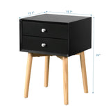 Side Table With 2 Drawer, Mid-Century Modern Storage Cabinet For Bedroom - Furniture Home Direct