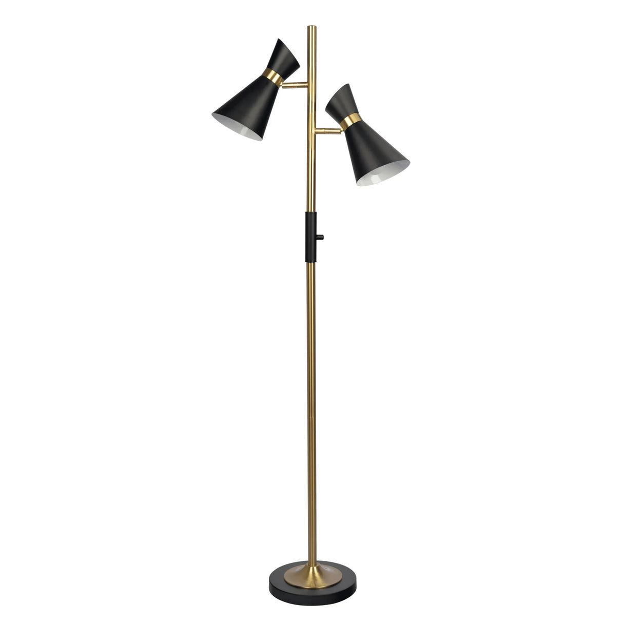 Axis - Floor Lamp With 4 Way Switch Double Spots With Base - Black / Gold - Furniture Home Direct