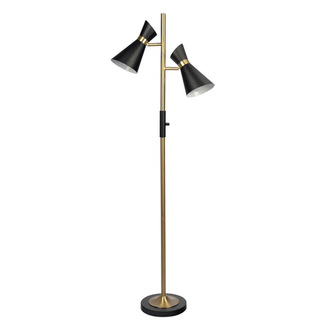 Axis - Floor Lamp With 4 Way Switch Double Spots With Base - Black / Gold - Furniture Home Direct