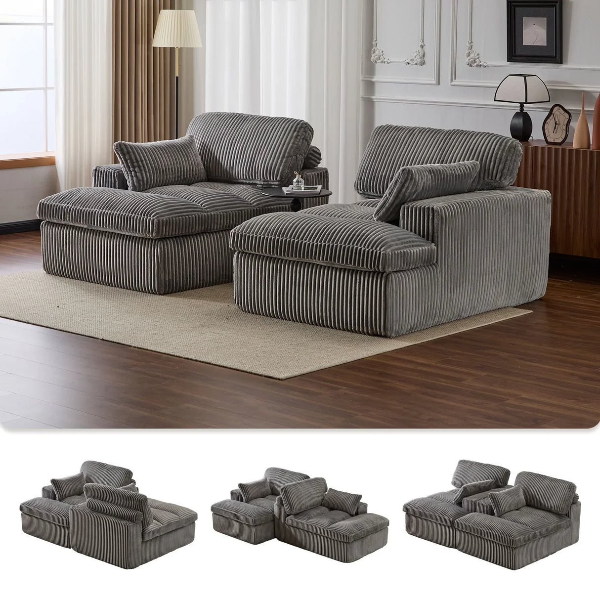 Double Chaise Lounge Chair, Oversized Upholstered Sleeper Cloud Couch - Furniture Home Direct