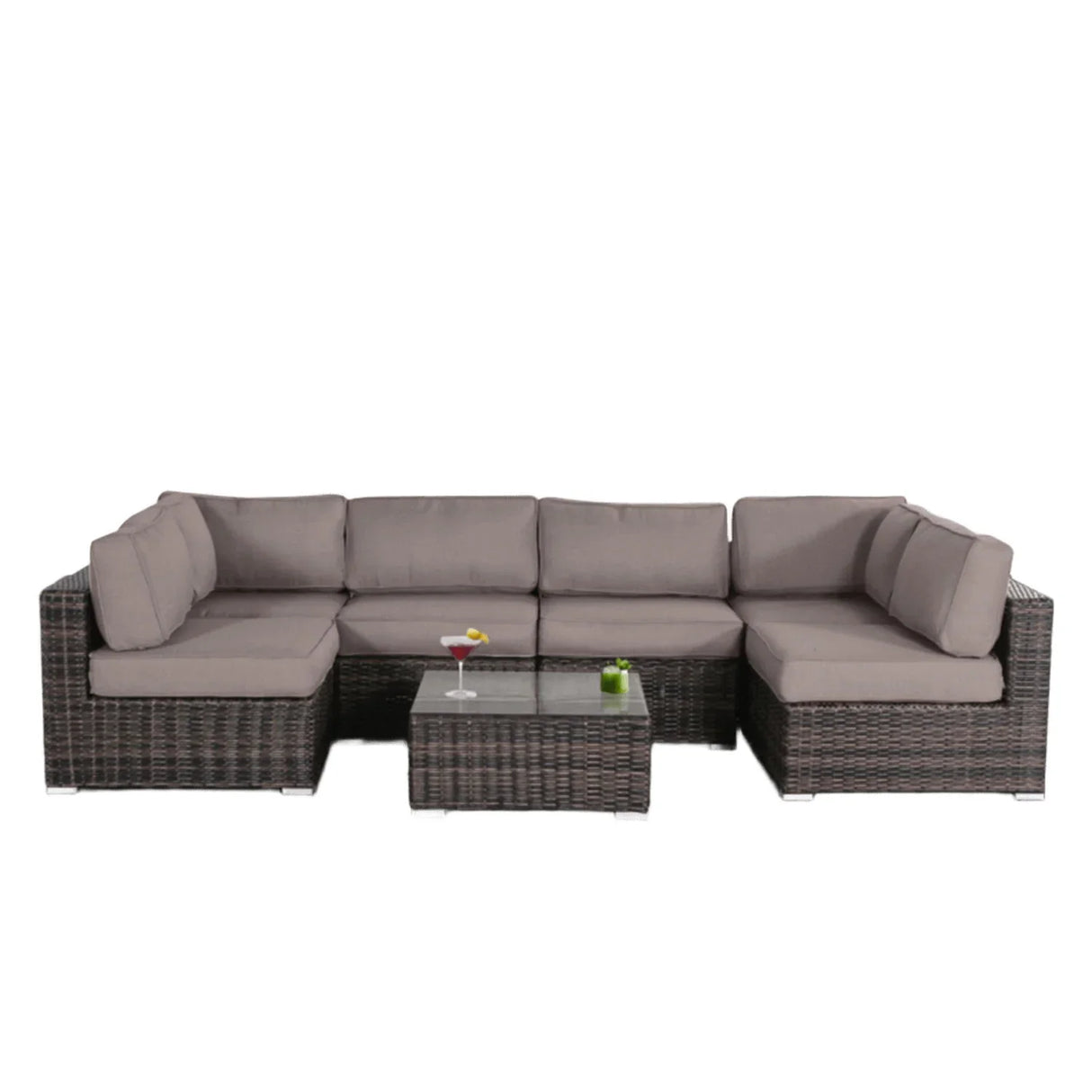 Seating Set With Cushions Handcrafted Wicker Design - Furniture Home Direct