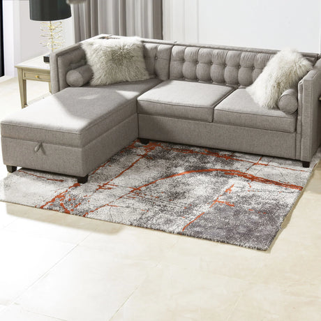 Quarry - 5.25' X 6.5' Abstract Area Rug - Gray / Orange - Furniture Home Direct