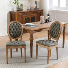 French Style Solid Wood Frame Antique Painting, Hand-Pulled Buckle Decoration PU Artificial Leather Dining Chair With Nailhead Trim, Wood Legs - Furniture Home Direct