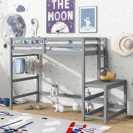 High Loft Bed With Ladder Landing Platform, Ladders, Guardrails - Furniture Home Direct