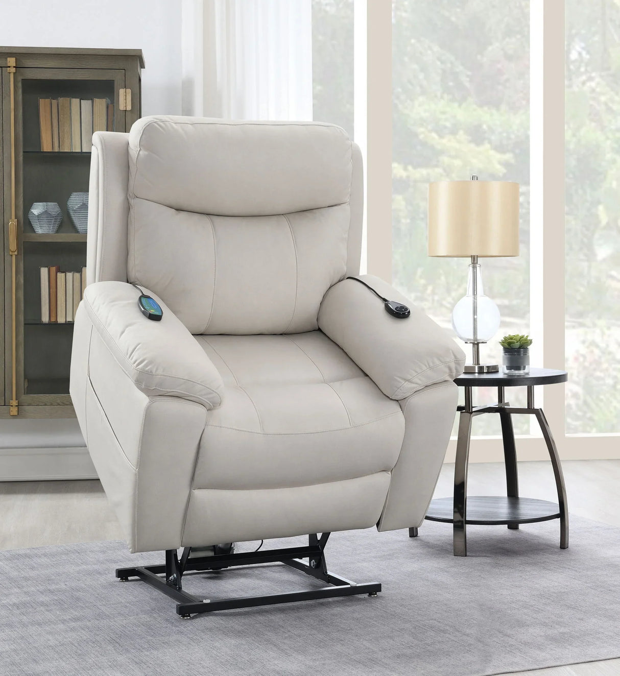 Chriki - Polished Microfiber Power Motion Recliner With Lift Heating Massage Chair - Furniture Home Direct