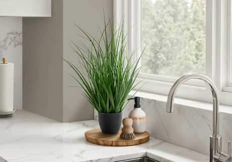 23" Tall, Artificial Plant, Grass, Indoor, Faux, Fake, Table, Greenery, Potted, Real Touch, Decorative - Green / Black - Furniture Home Direct