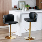 Counter Height Bar Stools Tufted PU Leather Swivel Black - Furniture Home Direct