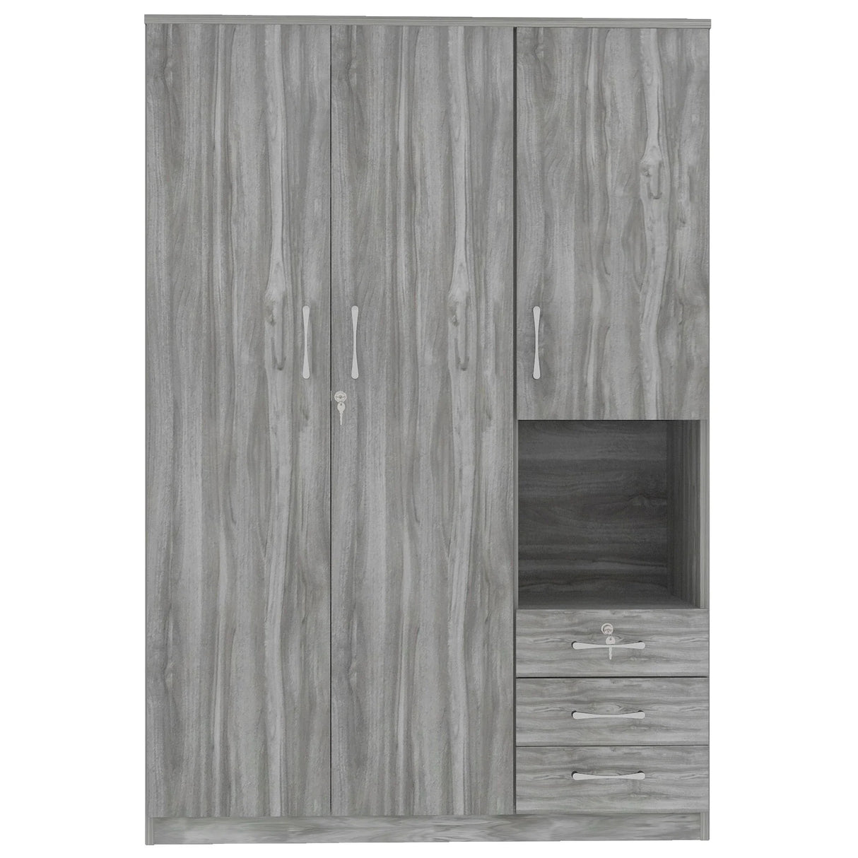 2 Doors Wardrobe Storage For Bedroom With Shelves And 3 Drawers - Furniture Home Direct