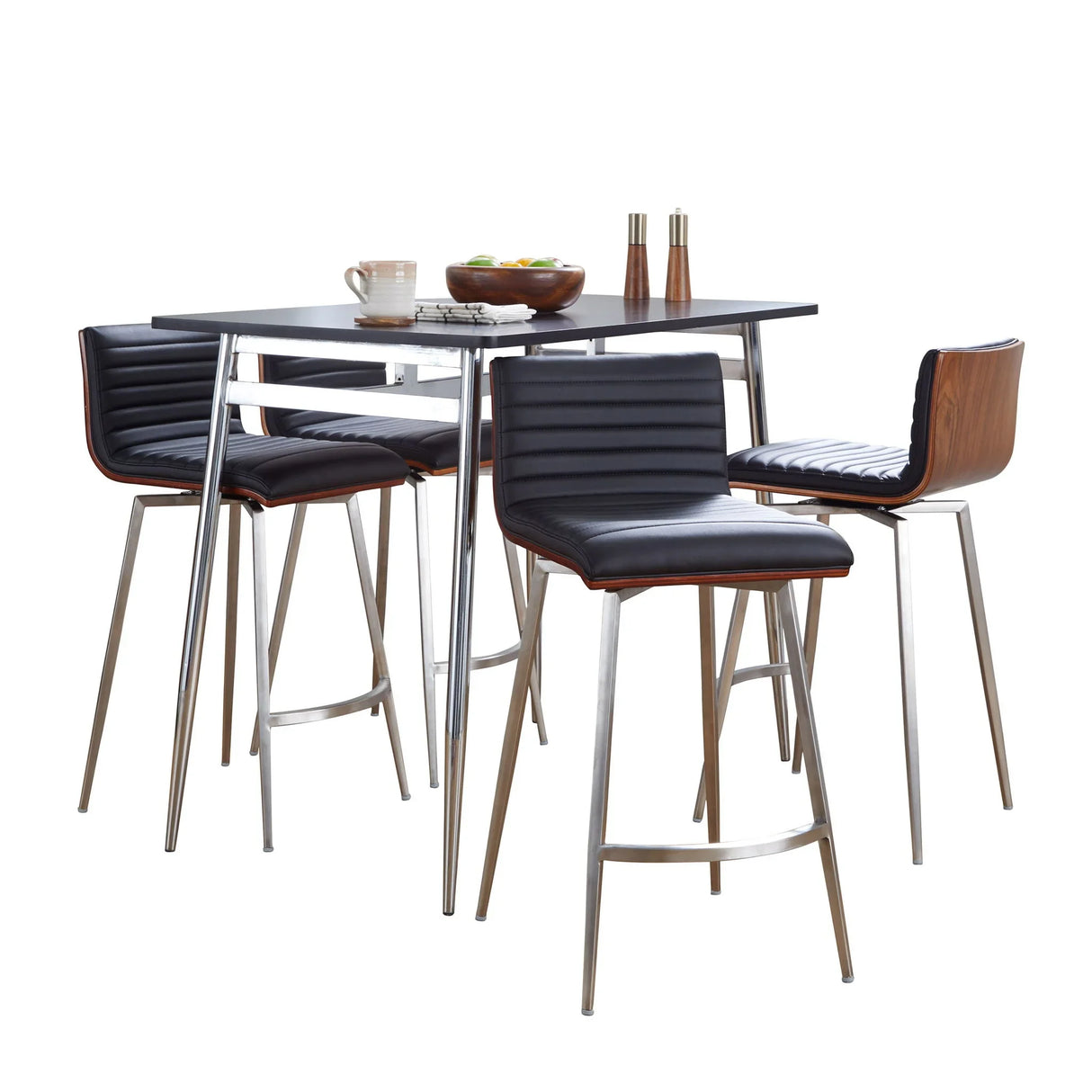 Marcel Mason - 5 Piece Swivel Contemporary Counter Height Dining Set - Furniture Home Direct