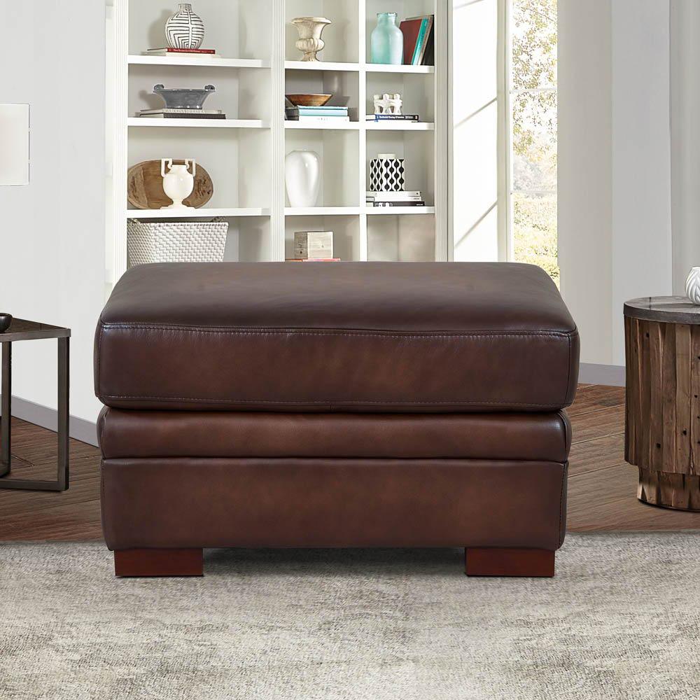 Brookfield - Leather Ottoman - Caramel - Furniture Home Direct