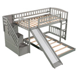 Twin Over Twin Stairway Bunk Bed With Two Drawers And Slide - Furniture Home Direct