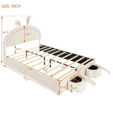 Rabbit-Shaped Bed for Kids Upholstered Full-Size White - Furniture Home Direct
