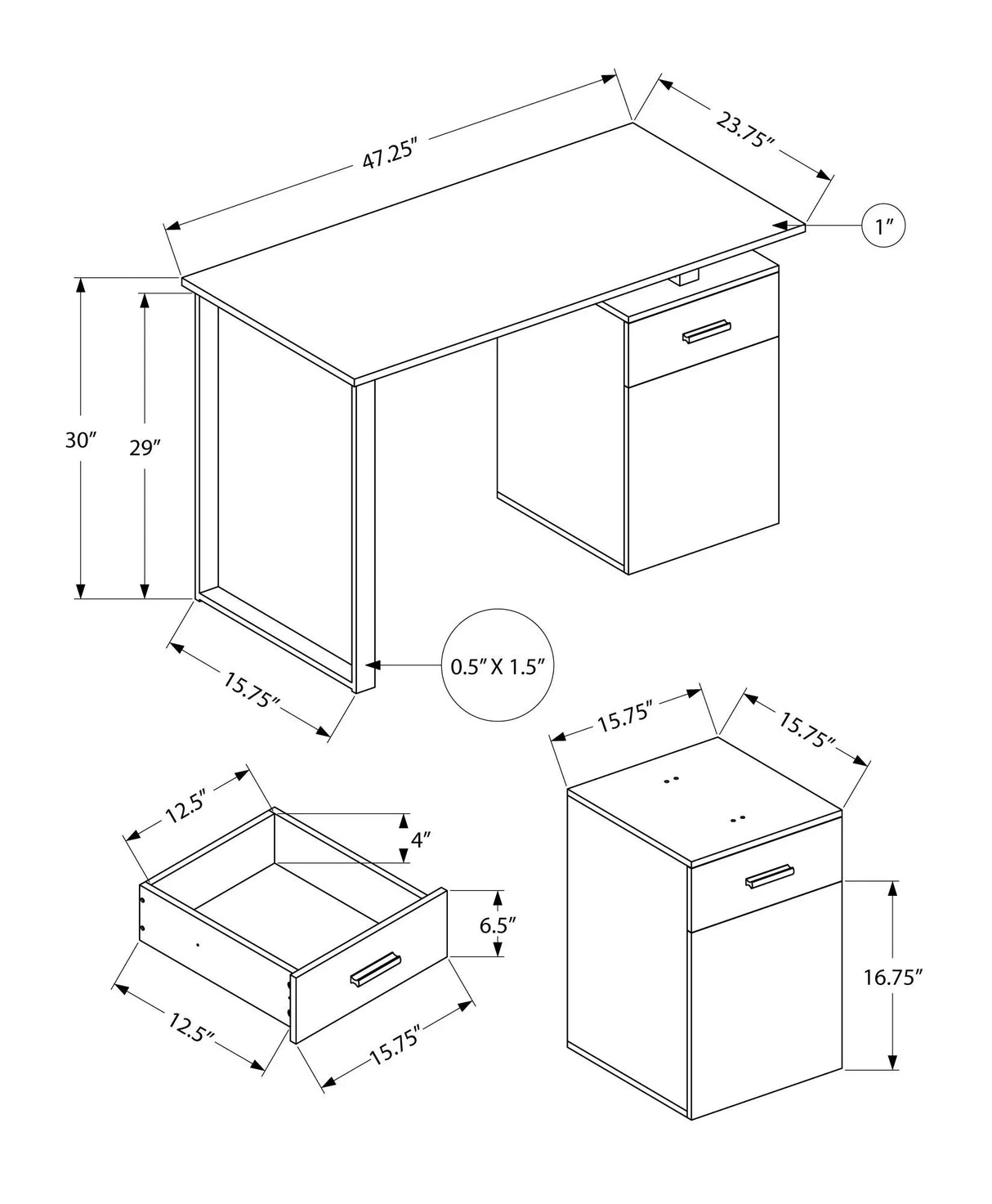 Computer Desk, Home Office, Laptop, Left, Right Set-Up, Storage Drawers, Work, Contemporary, Modern - Furniture Home Direct