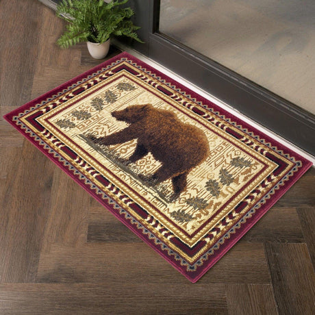 Nature's Nest - 5'3" X 7'3" Lodge Area Rug - Multi, Red - Furniture Home Direct
