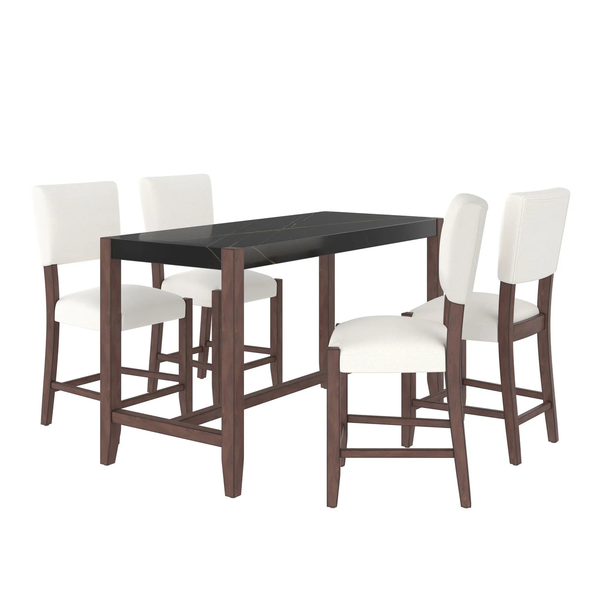 5 Piece Counter Height Dining Set, Bar Table With 4 Upholstered Chairs - Furniture Home Direct