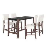 5 Piece Counter Height Dining Set, Bar Table With 4 Upholstered Chairs - Furniture Home Direct