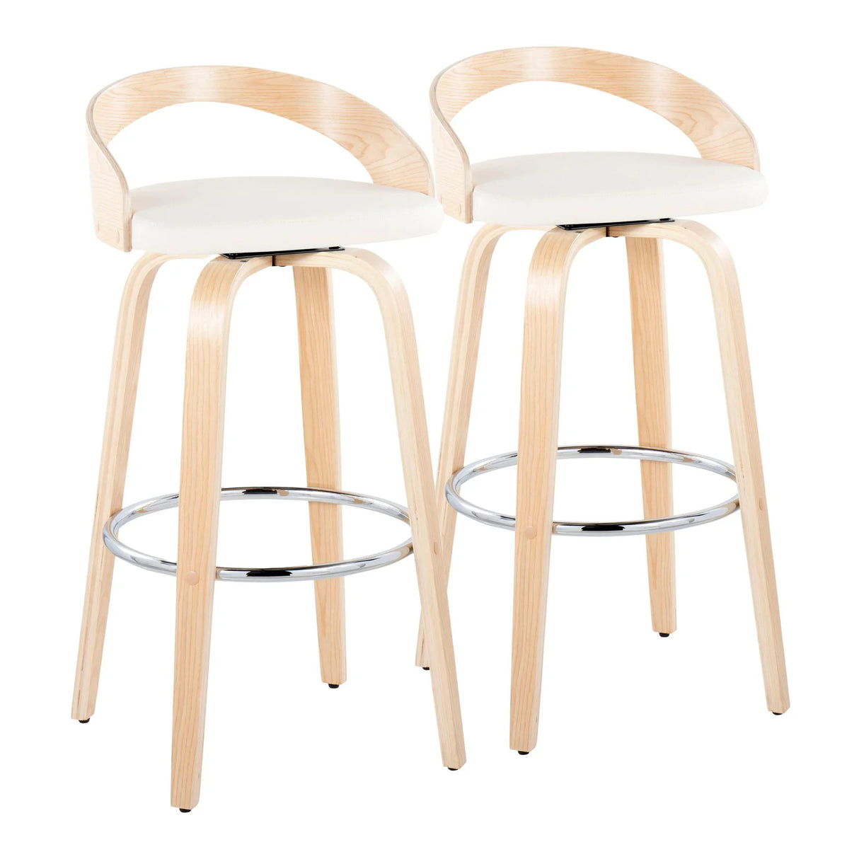 Grotto - Contemporary Fixed-Height Barstool With Swivel With Round Footrest (Set of 2) - Furniture Home Direct
