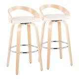 Grotto - Contemporary Fixed-Height Barstool With Swivel With Round Footrest (Set of 2) - Furniture Home Direct