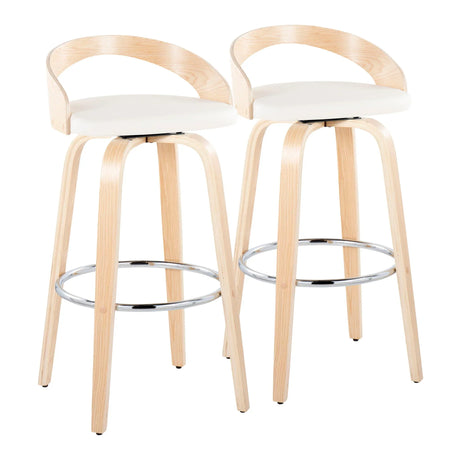 Grotto - Contemporary Fixed-Height Barstool With Swivel With Round Footrest (Set of 2) - Furniture Home Direct