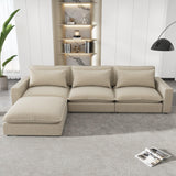 Cloud Sectional with Ottoman, Charging Ports and Three Back Pillows - Beige - Furniture Home Direct