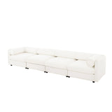Stylish Chenille Sofa With Storage Seat And Cylindrical Backrest - Furniture Home Direct