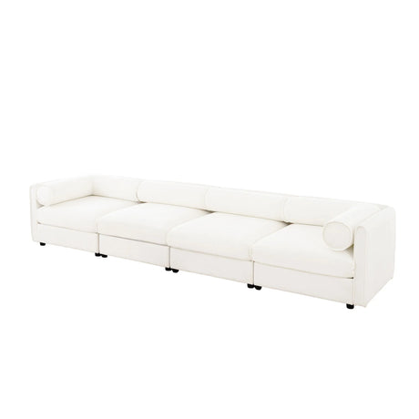 Stylish Chenille Sofa With Storage Seat And Cylindrical Backrest - Furniture Home Direct