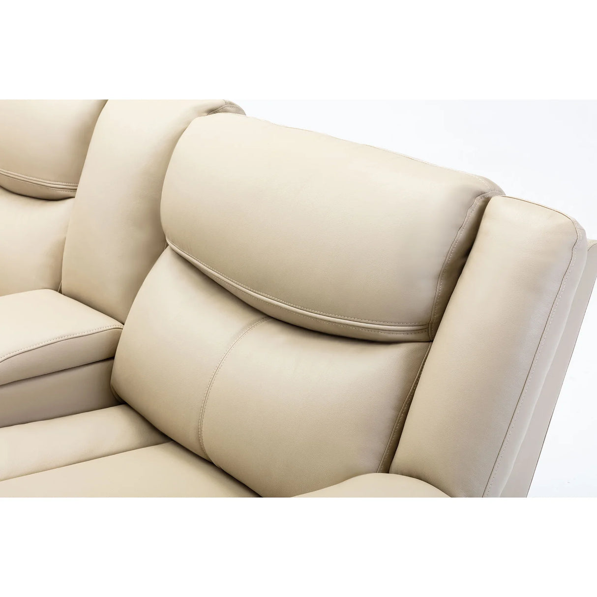 Sectional Sofa Leather Power Reclining With USB Port Cream - Furniture Home Direct