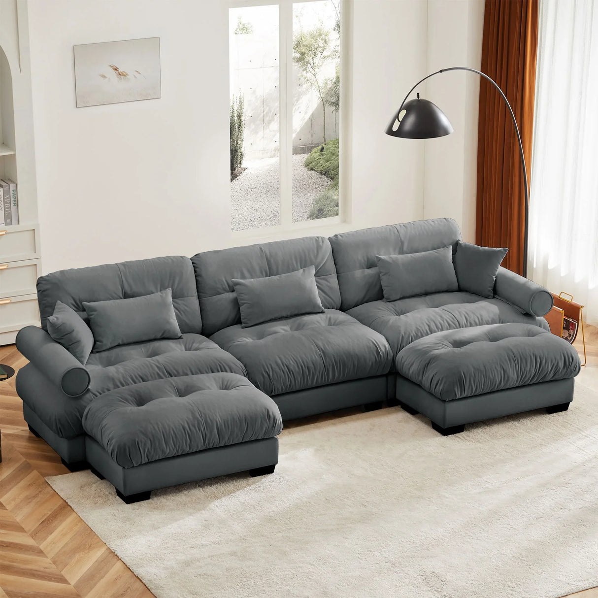 Super Comfort Oversized Modular Sectional Sofa With Movable Ottoman - Furniture Home Direct