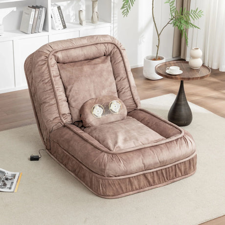 Upholstered Human Dog Bed And Pets, Bean Bag Floor Sofa With Massage Pillow, 5 Adjustable Positions & 2 Soft Pillows - Furniture Home Direct