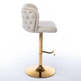 Counter Stool Set of 2 Swivel Upholstered High Back Beige - Furniture Home Direct