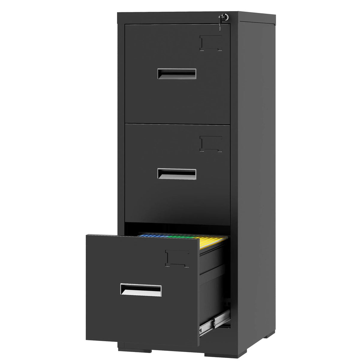 Modern Drawer Metal Vertical File Cabinet With Lock And Card Slot For Office - Furniture Home Direct