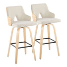 Stella - Contemporary Fixed Height Barstool With Swivel Square Footrest (Set of 2) - Furniture Home Direct