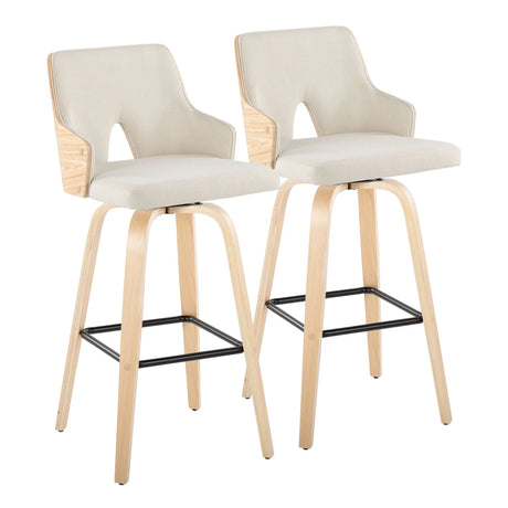 Stella - Contemporary Fixed Height Barstool With Swivel Square Footrest (Set of 2) - Furniture Home Direct