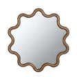 Wooden Accent Mirror With Unique Frame, Wall Mirror For Living Room Bedroom Entryway - Brown - Furniture Home Direct