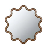 Wooden Accent Mirror With Unique Frame, Wall Mirror For Living Room Bedroom Entryway - Brown - Furniture Home Direct