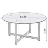 JWS Round Glass Coffee Table, Clear Coffee Table, Modern Side Center Tables For Living Room - Furniture Home Direct