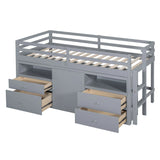 Loft Bed With 4 Drawers, Underneath Cabinet And Shelves - Furniture Home Direct