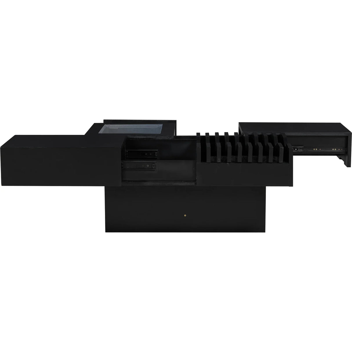 Coffee Table Mid Century Modern Wood Slotted Surface Black - Furniture Home Direct