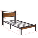 Metal Platform Bed Frame With Wooden Headboard And Footboard With USB Liner, No Box Spring Needed, Under Bed Storage - Furniture Home Direct