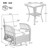 3 Piece Outdoor Chair & Table Set Chat Set, 2 Person Rattan Seating Group - Furniture Home Direct