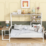 Daybed With Movable Desk, Grid, Shelves And Clothes Hanger - Furniture Home Direct