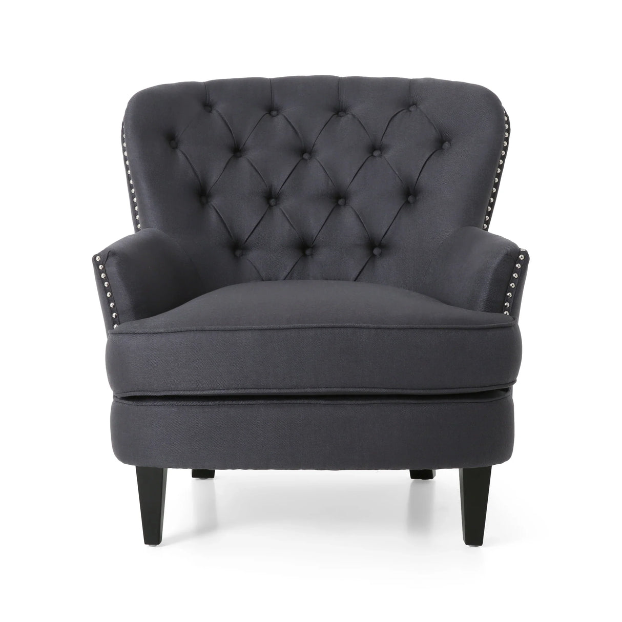 Club Chair and Ottoman Tufted Set with Nailhead Gray - Furniture Home Direct