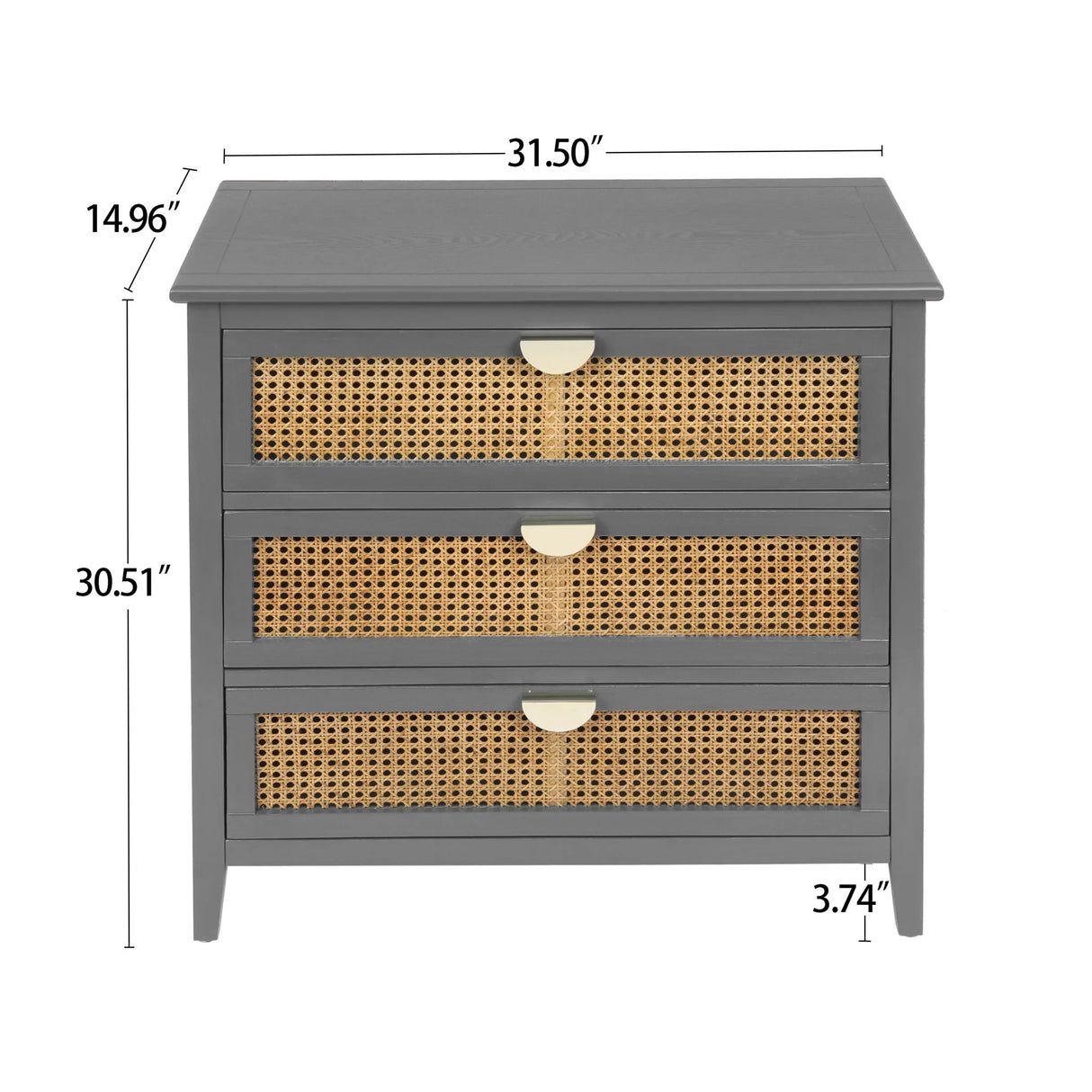 3 Drawer Cabinet, Natural Rattan, American Furniture - Furniture Home Direct