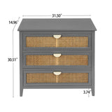 3 Drawer Cabinet, Natural Rattan, American Furniture - Furniture Home Direct