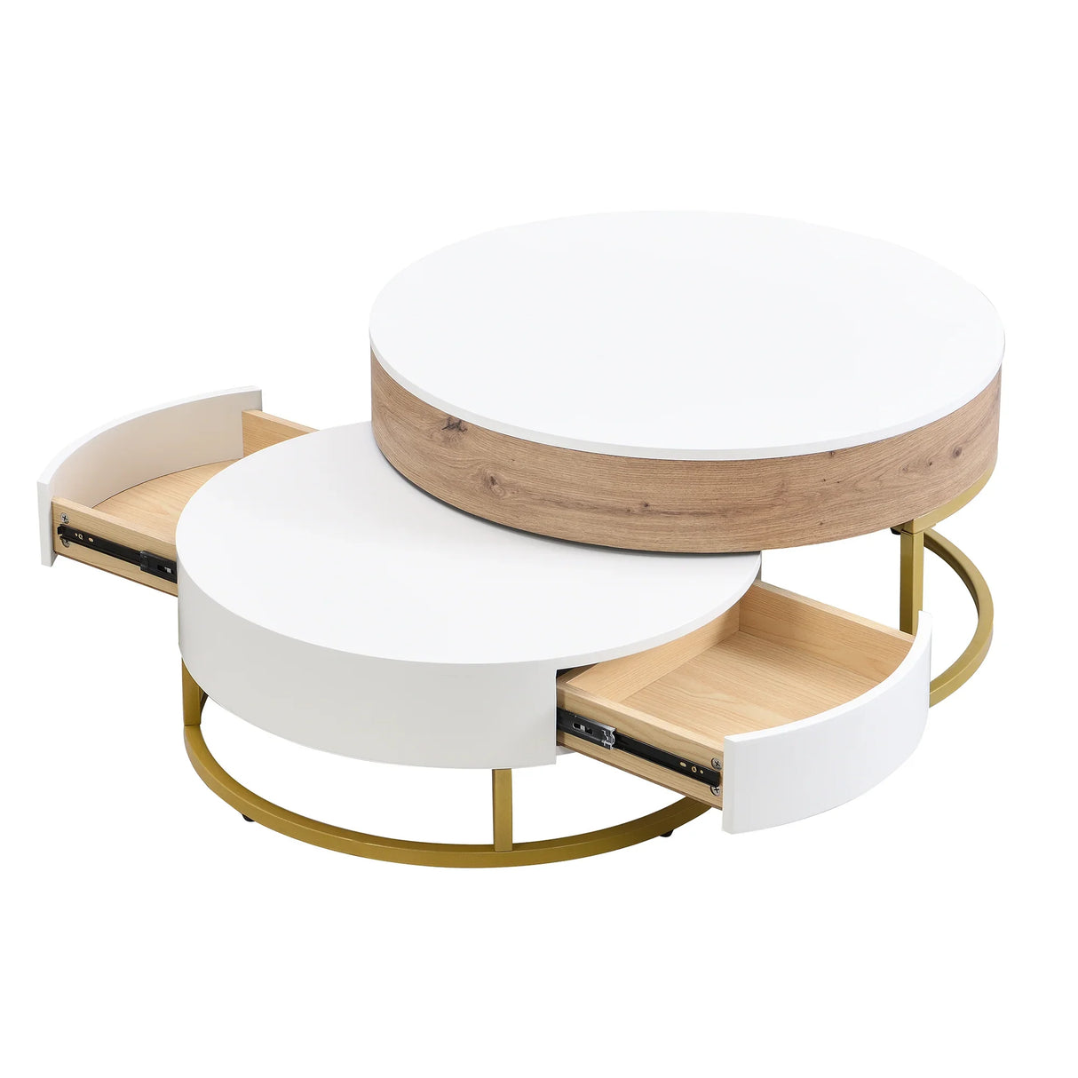 Nesting Coffee Tables Lift Top With 2 Drawers White Natural - Furniture Home Direct