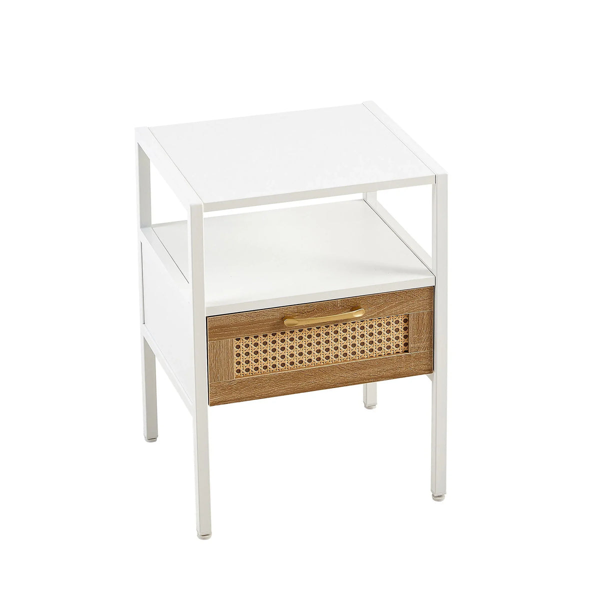 Rattan End Table With Drawer, Modern Nightstand, Metal Legs, Side Table For Living Room, Bedroom - Furniture Home Direct