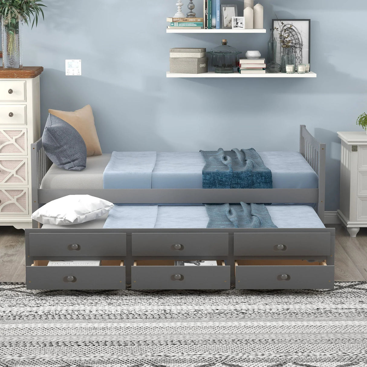 Twin Size Daybed With Trundle And Drawers - Furniture Home Direct